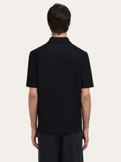 V-neck polo with jacquard pocket detail - Men