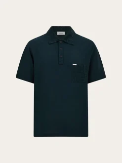 V-neck polo with jacquard pocket detail - Men
