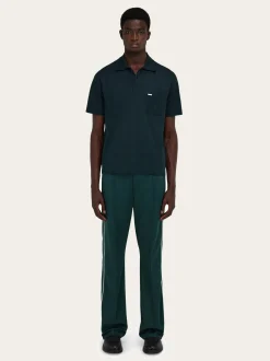 V-neck polo with jacquard pocket detail - Men
