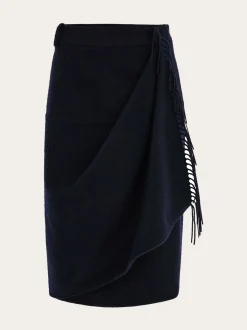 Wrap skirt with fringe detail - Women