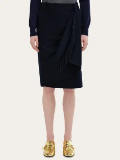 Wrap skirt with fringe detail - Women