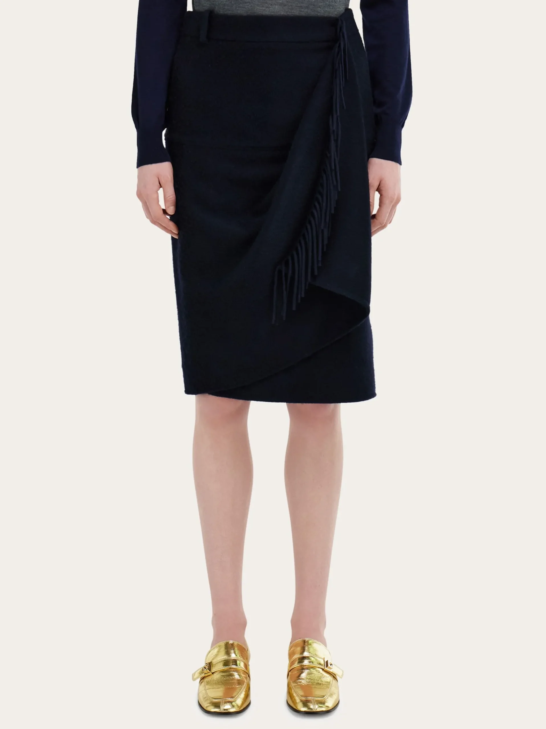 Wrap skirt with fringe detail - Women